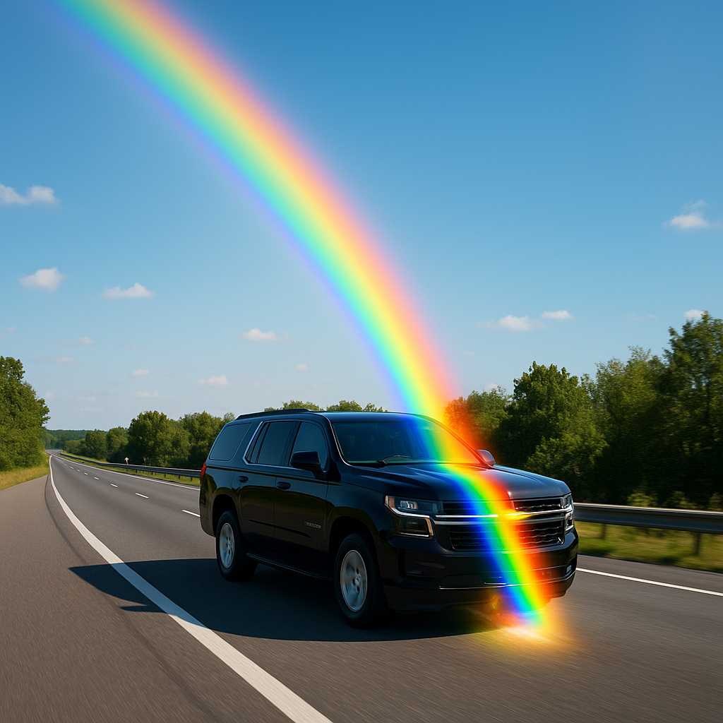 Just Another Car on the Road: Rainbow Gold.